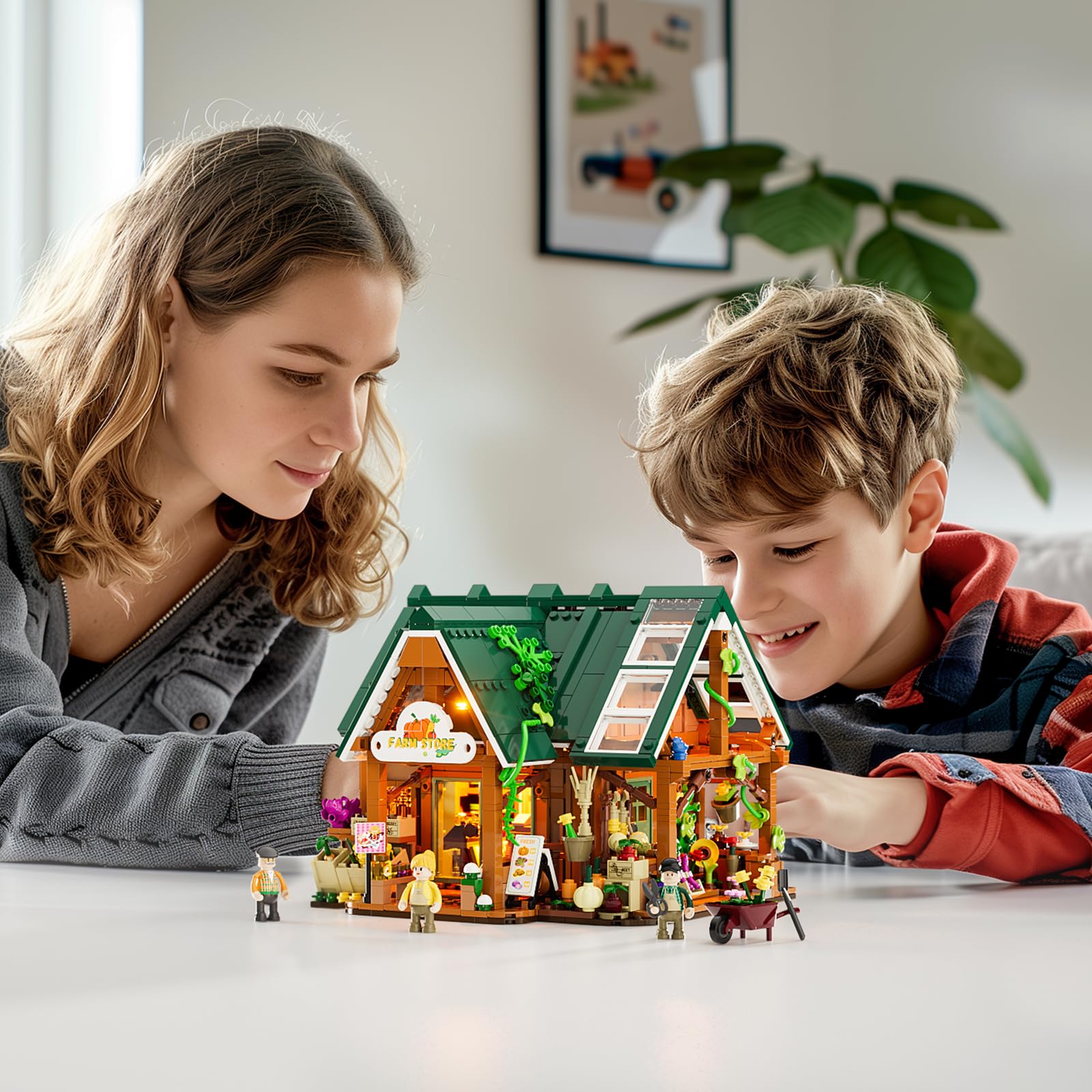 Funwhole Farm-Store Lighting Building-Bricks Set - Farm Shop LED Light Construction Building Model Set 1523 Pcs for Adults and Teen - Image 5
