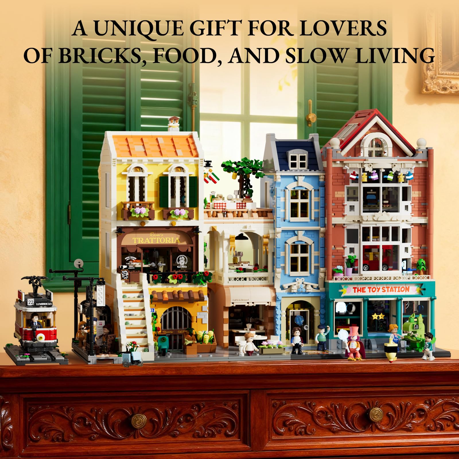 Lumibricks Italian Homestyle Restaurant Lighting Building-Bricks Set – City Town Modular Italian Trattoria & Café LED Light Building Kit 2868 Pcs Construction Set for Adults and Teens - Image 8