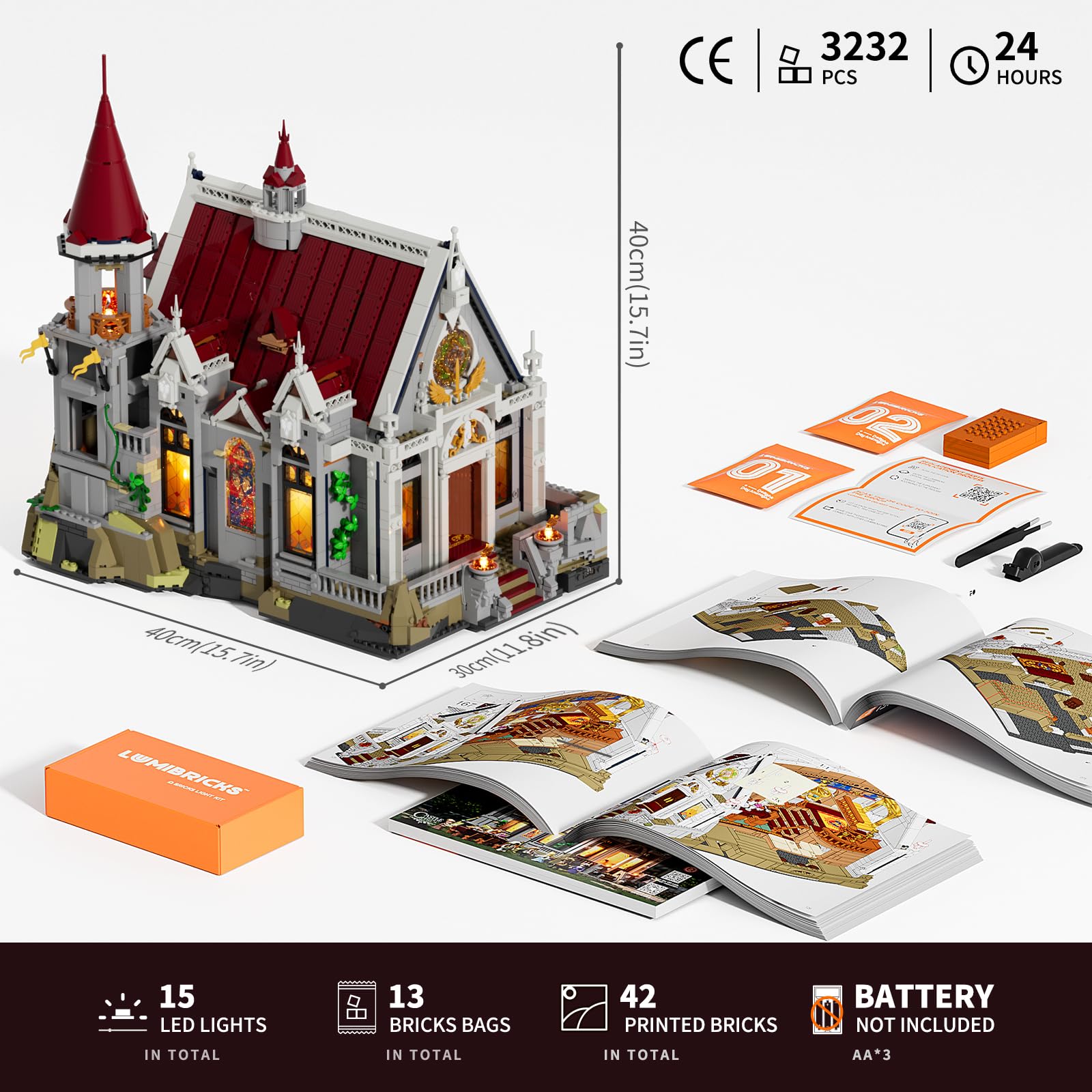 LUMIBRICKS Medieval Castle Banquet Hall Lighting Building Bricks Set - Middle Ages City Town Modular Collection Display Kit with Minifigures 3232 Pcs for Adults & Teens - Image 8