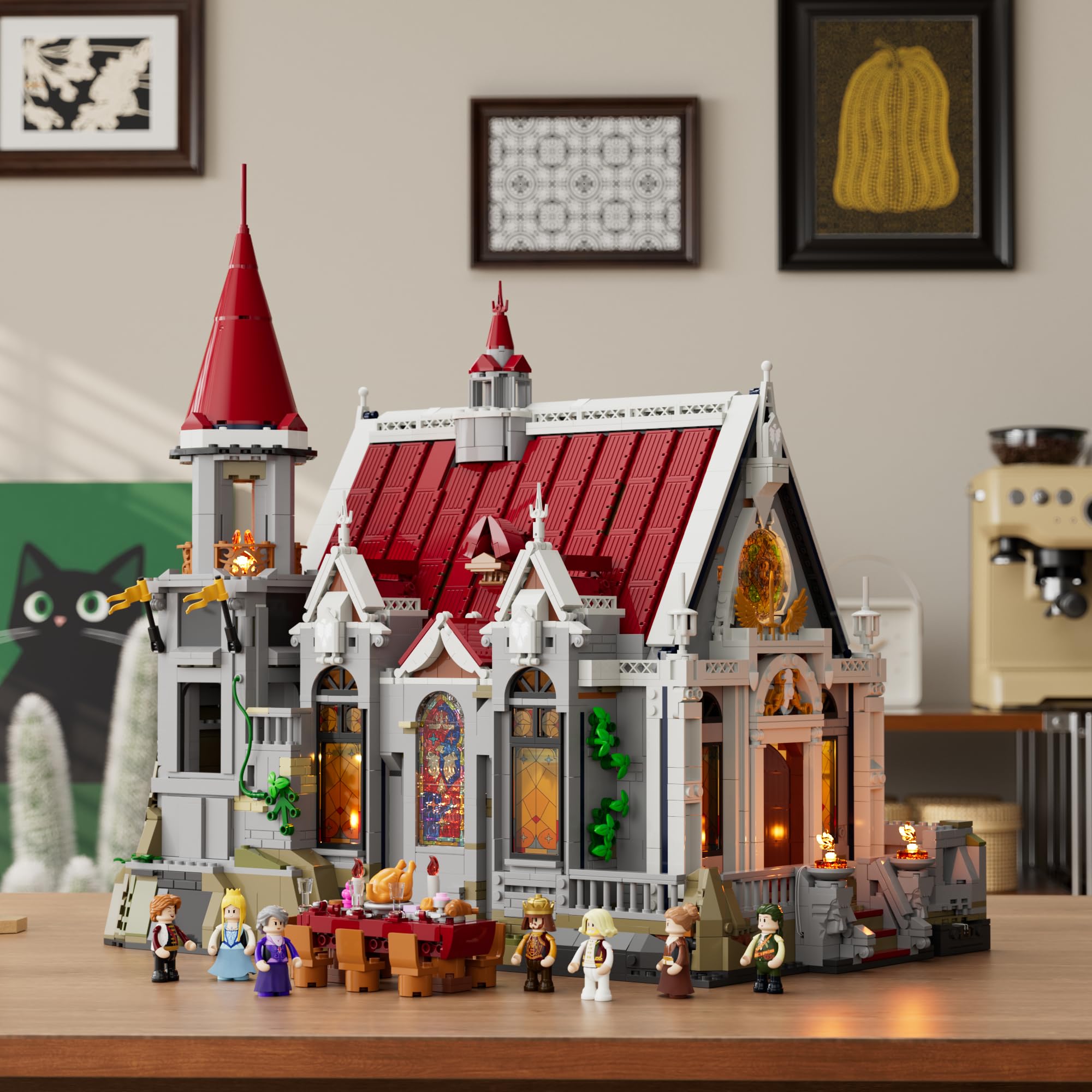 LUMIBRICKS Medieval Castle Banquet Hall Lighting Building Bricks Set - Middle Ages City Town Modular Collection Display Kit with Minifigures 3232 Pcs for Adults & Teens - Image 9