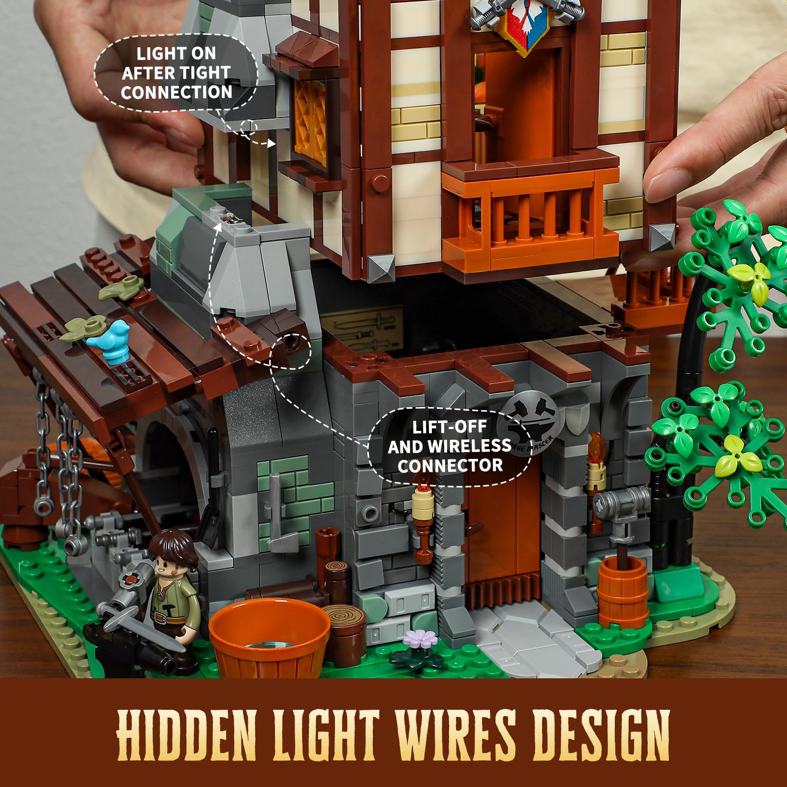 LUMIBRICKS Medieval Forge House Lighting Building Bricks Set - Blacksmith kit Collectible Display LED Light Building Sets 1595 Pcs for Adults and Teen - Image 3