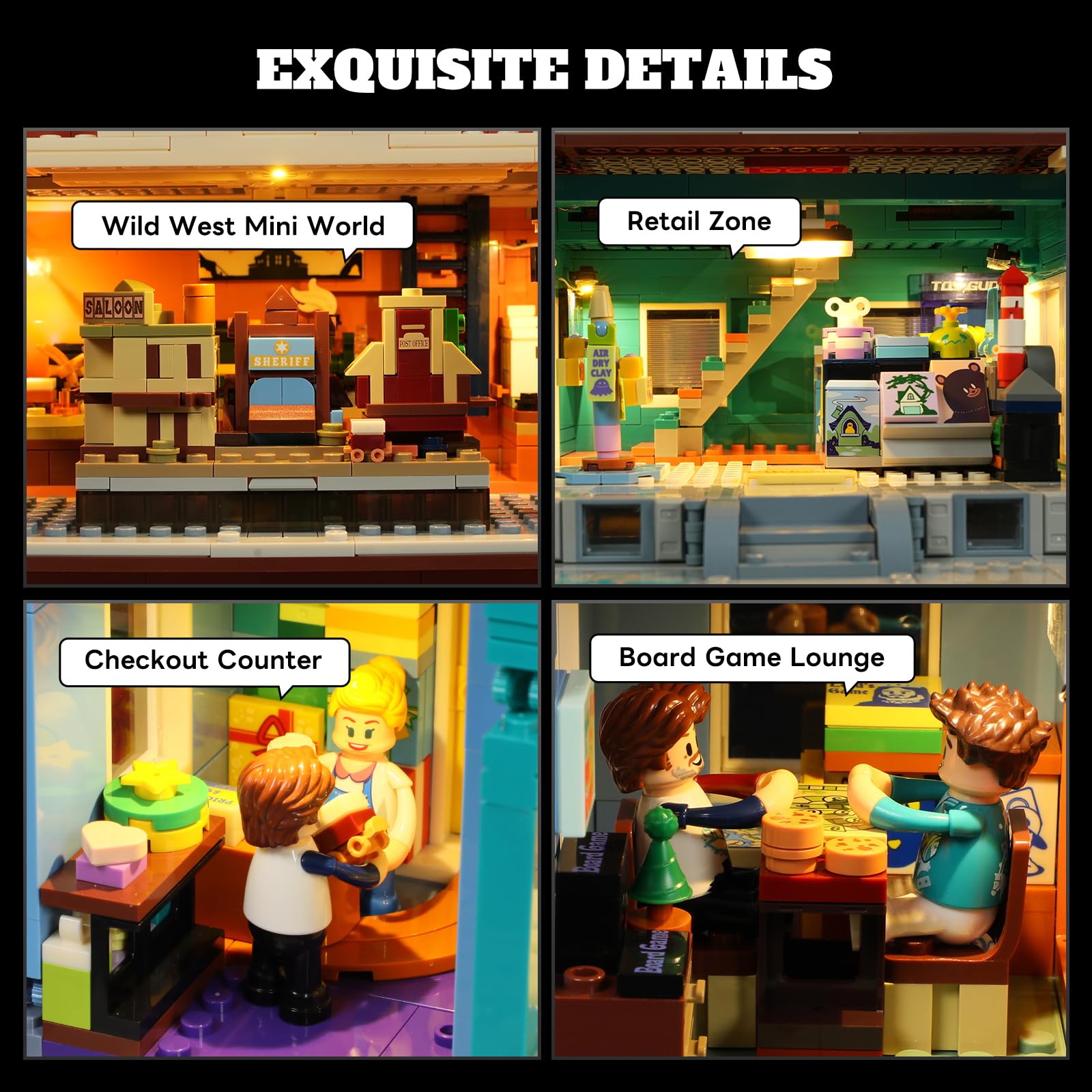 Lumibricks Toy-Store Lighting Building-Bricks Set – City Town Modular Townhouse Toy Shop Dollhouse LED Light Display Model 3086 Pcs Construction Kit for Adults and Teens - Image 5